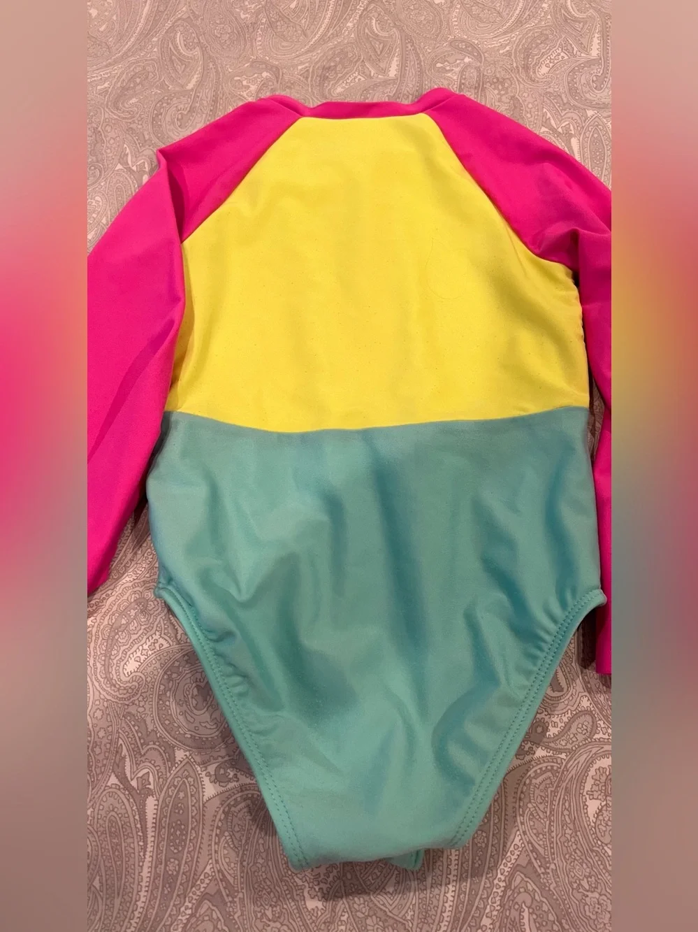 Cat& jack ‘s girl Long-Sleeve  One-Piece Swimsuit Pink,Yellow & Turquoise for 5T